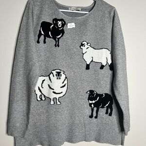 NWT Astrologie Cozy Gray Pullover Sweater Straight Fit Whimsical Sheep Medium